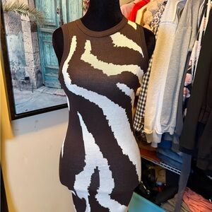 SHEIN Zebra Print Tank Dress in Brown and Cream